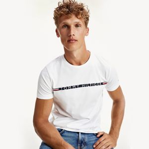 Tommy Hilfiger pánské bílé tričko Mini Stripe - M (YBR)